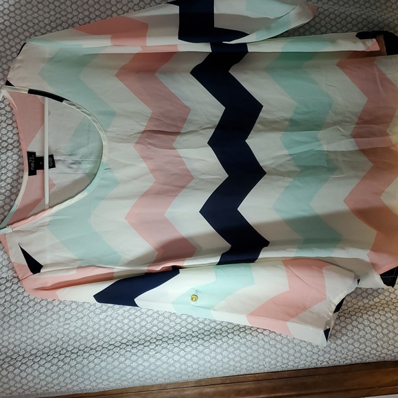 Rue21 Chevron Blouse in Pink, Blue, and White - Picture 4 of 8